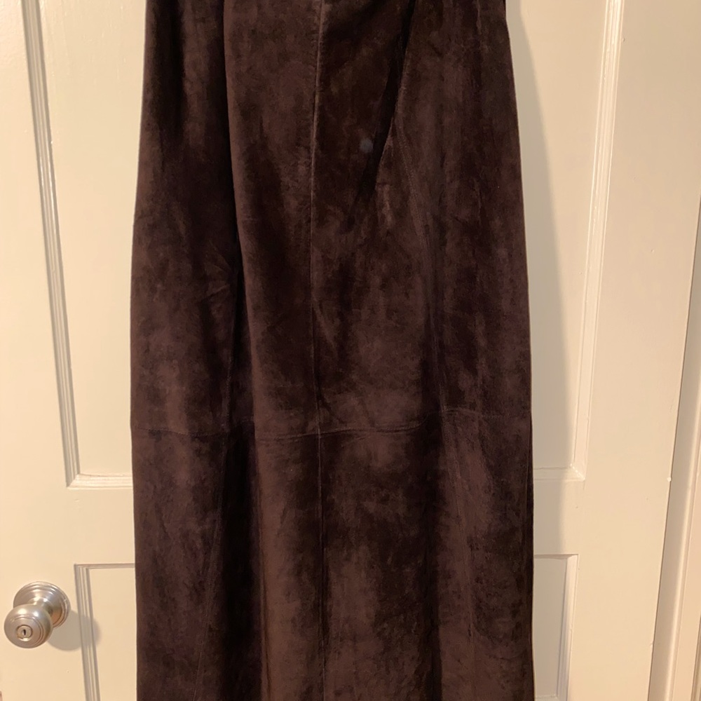 Suede Brown Leather Swing Skirt